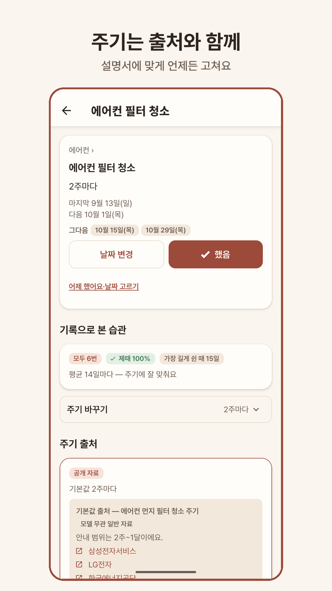 할 일 상세 — 주기와 그 출처